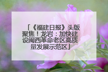《福建日报》头版聚焦！龙岩：加快建设闽西革命老区高质量发展示范区