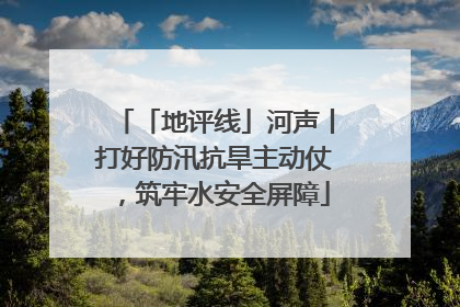 「地评线」河声丨打好防汛抗旱主动仗，筑牢水安全屏障