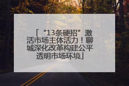 “13条硬招”激活市场主体活力！聊城深化改革构建公平透明市场环境