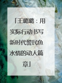 王璐璐：用实际行动书写新时代警民鱼水情的动人篇章