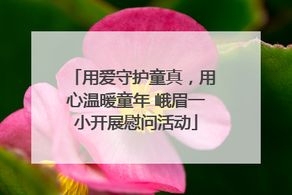 用爱守护童真，用心温暖童年 峨眉一小开展慰问活动