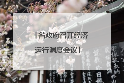 省政府召开经济运行调度会议