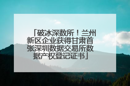 破冰深数所！兰州新区企业获得甘肃首张深圳数据交易所数据产权登记证书