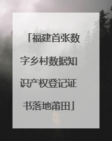 福建首张数字乡村数据知识产权登记证书落地莆田