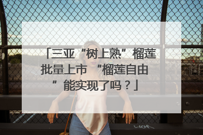 三亚“树上熟”榴莲批量上市 “榴莲自由”能实现了吗？