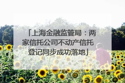 上海金融监管局：两家信托公司不动产信托登记同步成功落地