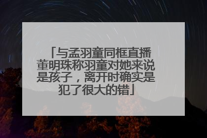 与孟羽童同框直播 董明珠称羽童对她来说是孩子，离开时确实是犯了很大的错