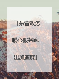 东营政务暖心服务跑出加速度