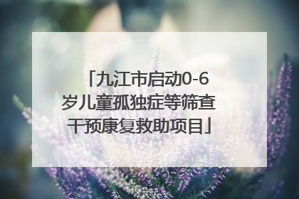 九江市启动0-6岁儿童孤独症等筛查干预康复救助项目