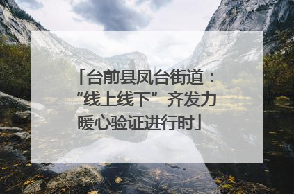 台前县凤台街道：“线上线下”齐发力 暖心验证进行时