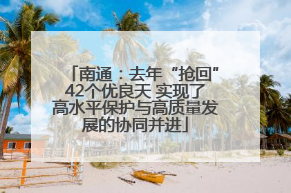 南通：去年“抢回”42个优良天 实现了高水平保护与高质量发展的协同并进