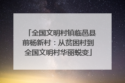 全国文明村镇临邑县前杨新村：从贫困村到全国文明村华丽蜕变