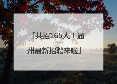 共招165人！通州最新招聘来啦