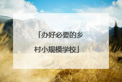 办好必要的乡村小规模学校