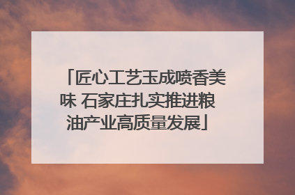 匠心工艺玉成喷香美味 石家庄扎实推进粮油产业高质量发展