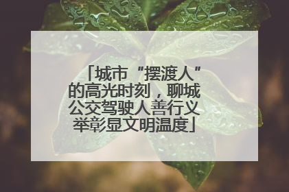 城市“摆渡人”的高光时刻，聊城公交驾驶人善行义举彰显文明温度