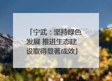 宁武：坚持绿色发展 推进生态建设取得显著成效