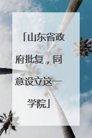 山东省政府批复，同意设立这一学院