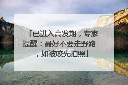 已进入高发期，专家提醒：最好不要走野路，如被咬先拍照