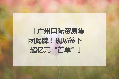广州国际贸易集团揭牌！现场签下超亿元“首单”