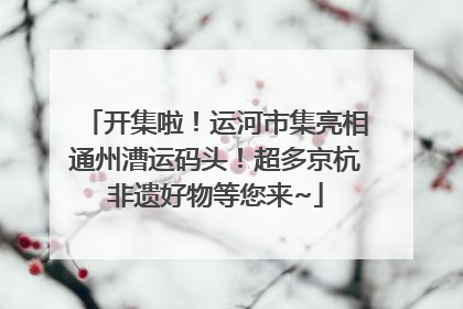 开集啦！运河市集亮相通州漕运码头！超多京杭非遗好物等您来~