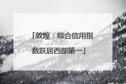 敦煌：综合信用指数跃居西部第一