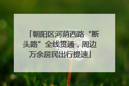 朝阳区河荫西路“断头路”全线贯通，周边万余居民出行提速