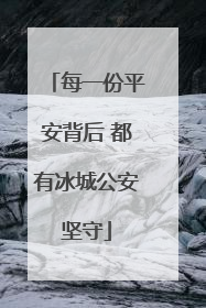 每一份平安背后 都有冰城公安坚守