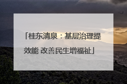 桂东清泉：基层治理提效能 改善民生增福祉