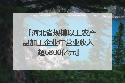 河北省规模以上农产品加工企业年营业收入超6800亿元
