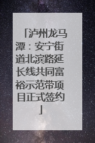 泸州龙马潭：安宁街道北滨路延长线共同富裕示范带项目正式签约