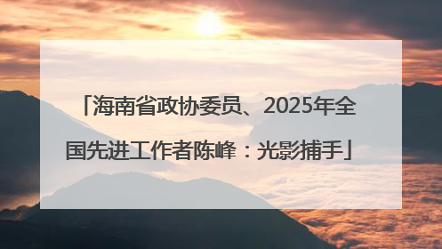 海南省政协委员、2025年全国先进工作者陈峰：光影捕手