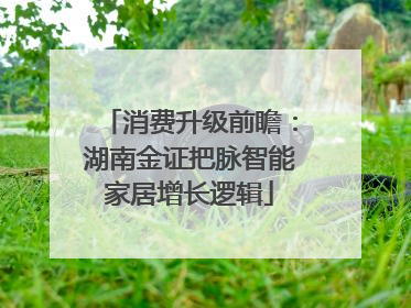 消费升级前瞻：湖南金证把脉智能家居增长逻辑