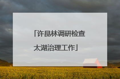 许昆林调研检查太湖治理工作