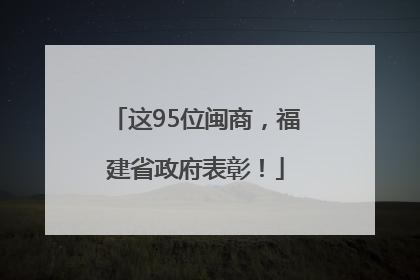 这95位闽商，福建省政府表彰！