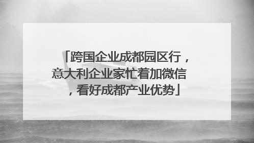 跨国企业成都园区行，意大利企业家忙着加微信，看好成都产业优势
