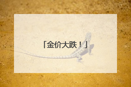 金价大跌！