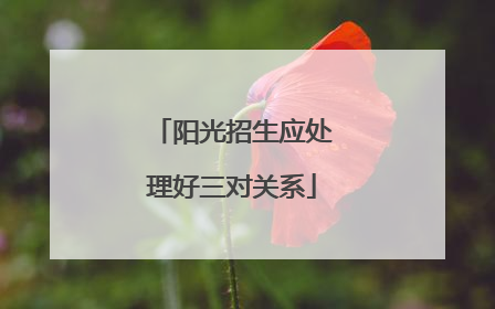 阳光招生应处理好三对关系
