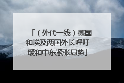 （外代一线）德国和埃及两国外长呼吁缓和中东紧张局势