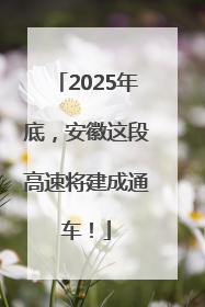 2025年底，安徽这段高速将建成通车！